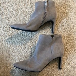 Gray high-heeled booties